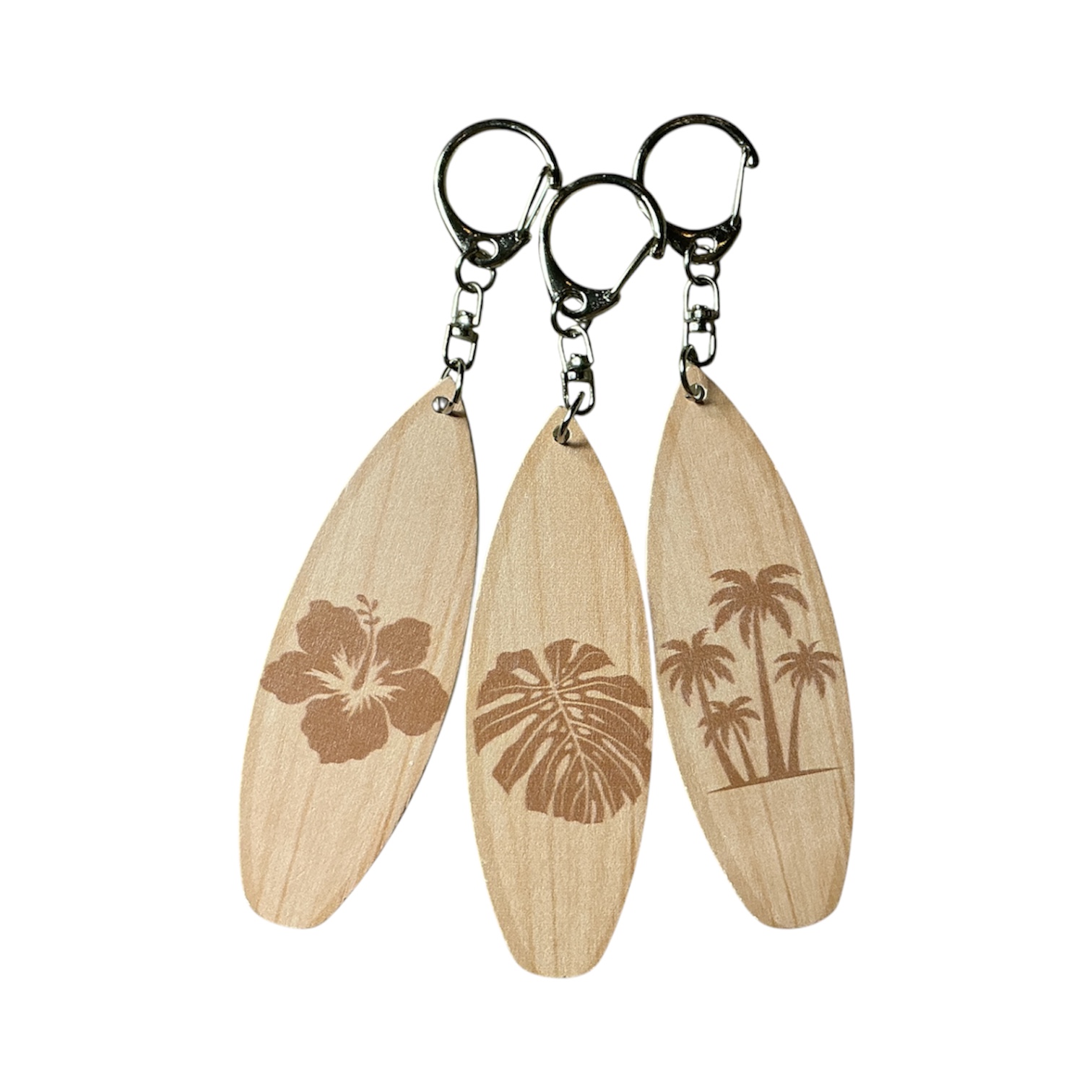 Large Wood Surfboard Key Chain